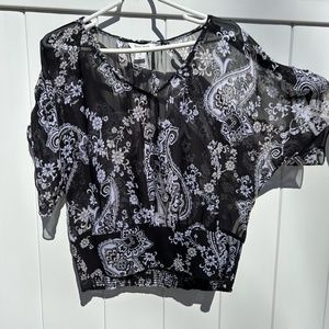 WHBM Black and White sheer black and white top, Size M